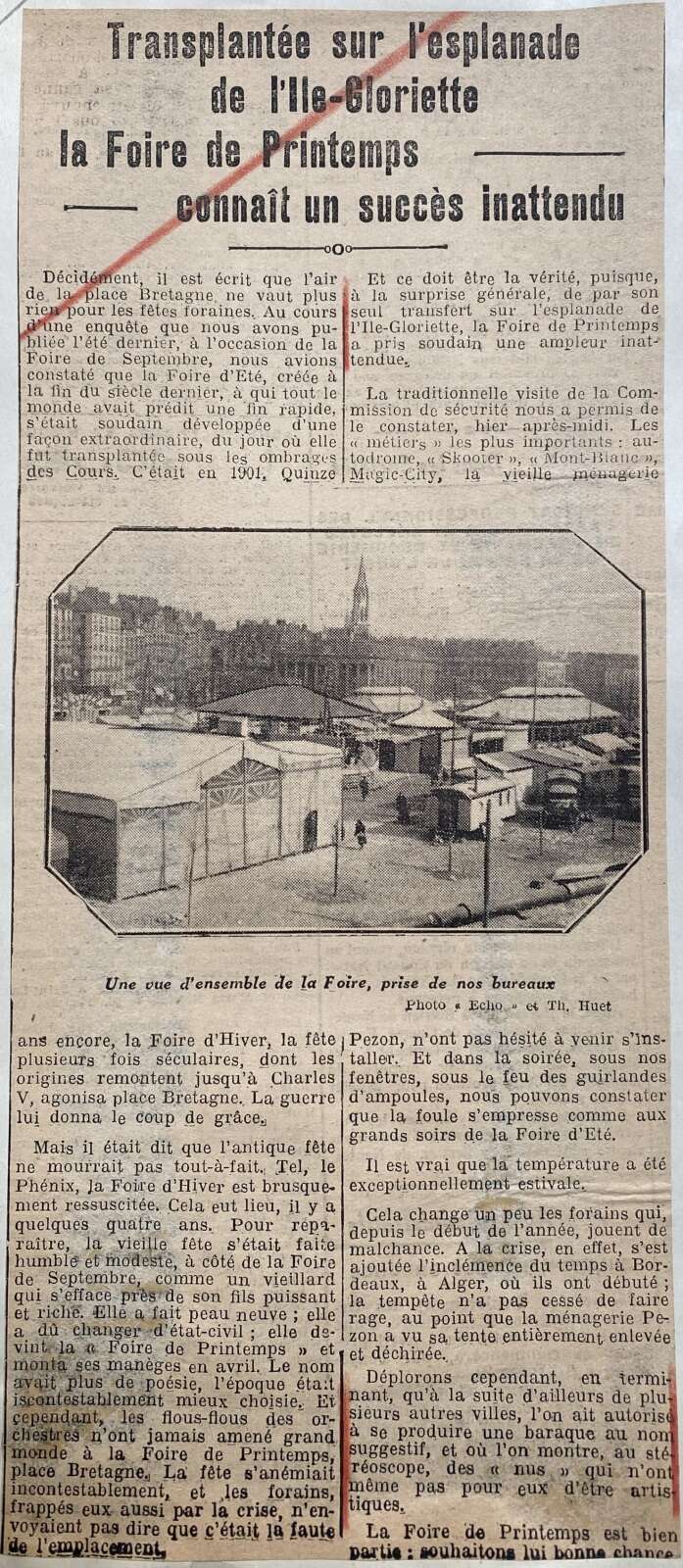 Article paru le 1er avril 1934 dans « L’Écho de la Loire »