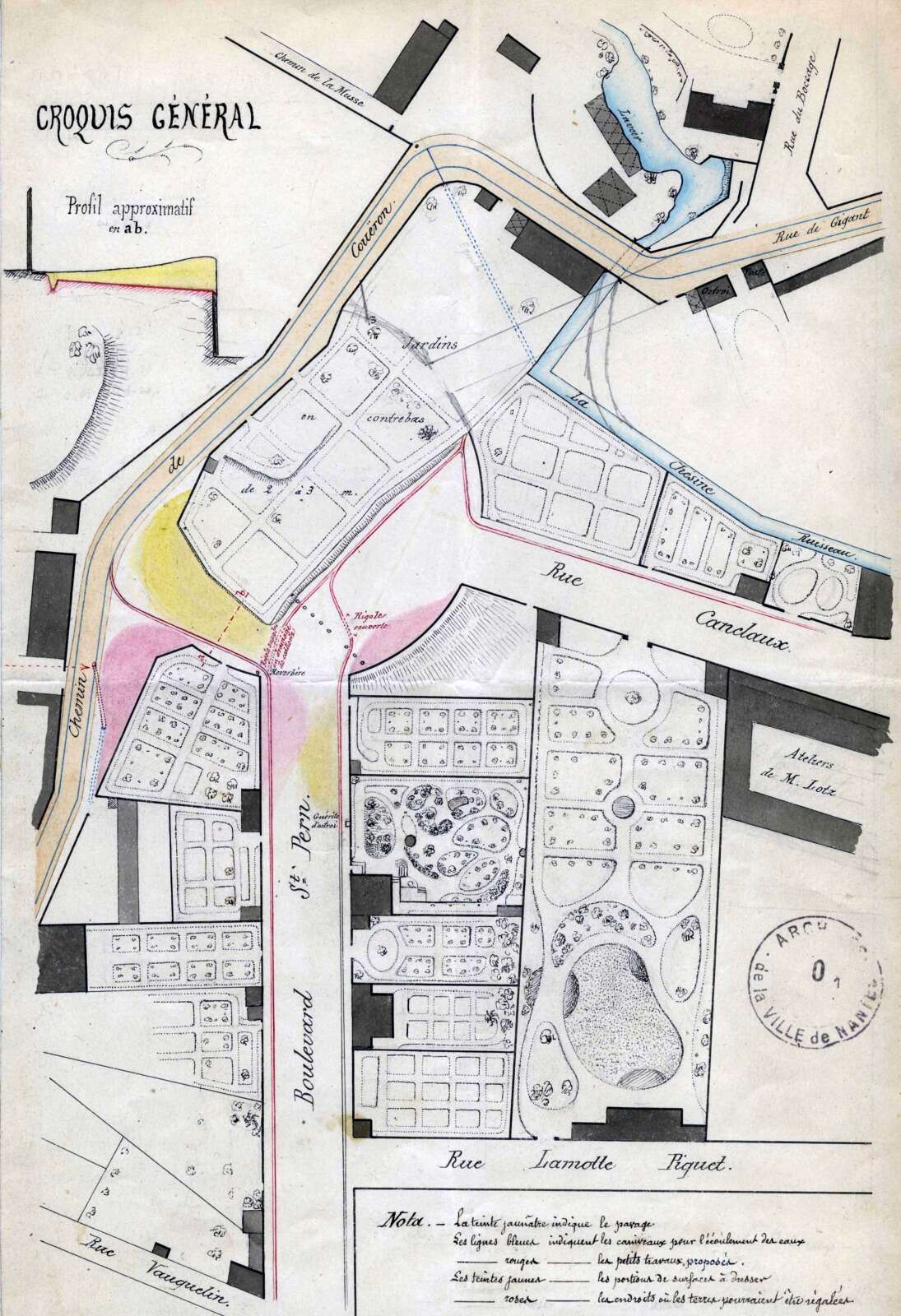 Croquis général des abords de la place Canclaux