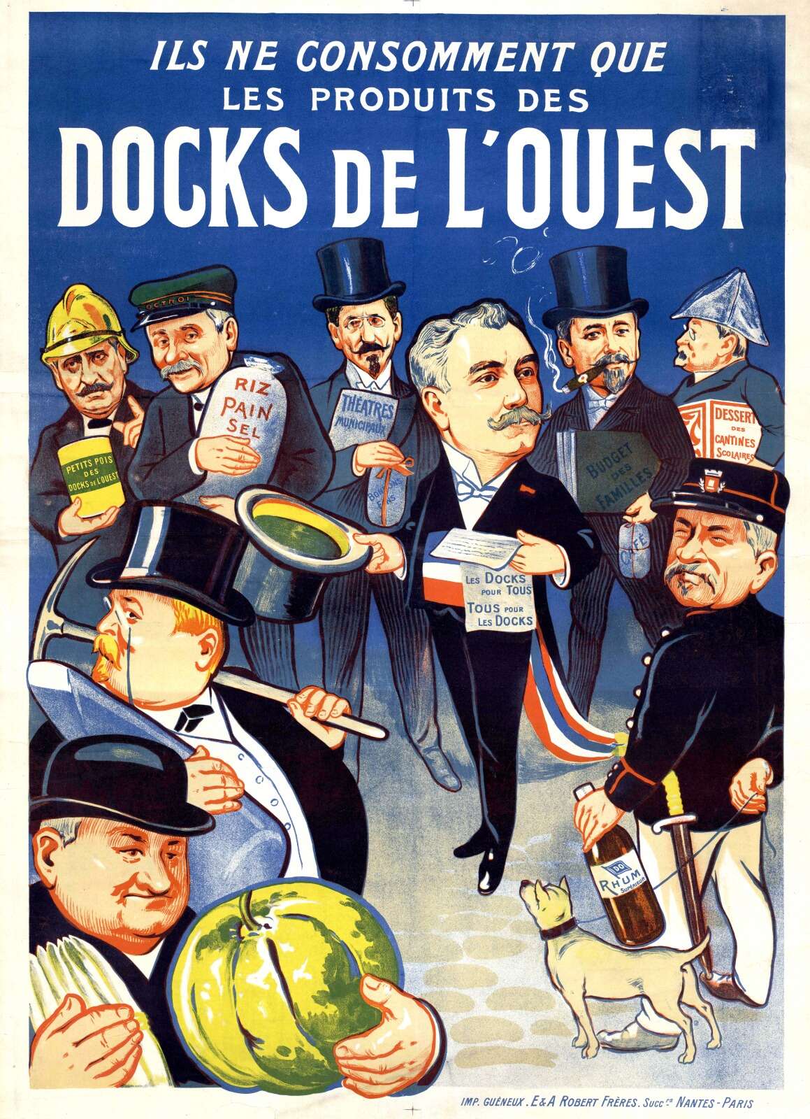Affiche publicitaire des produits des Docks de l'Ouest