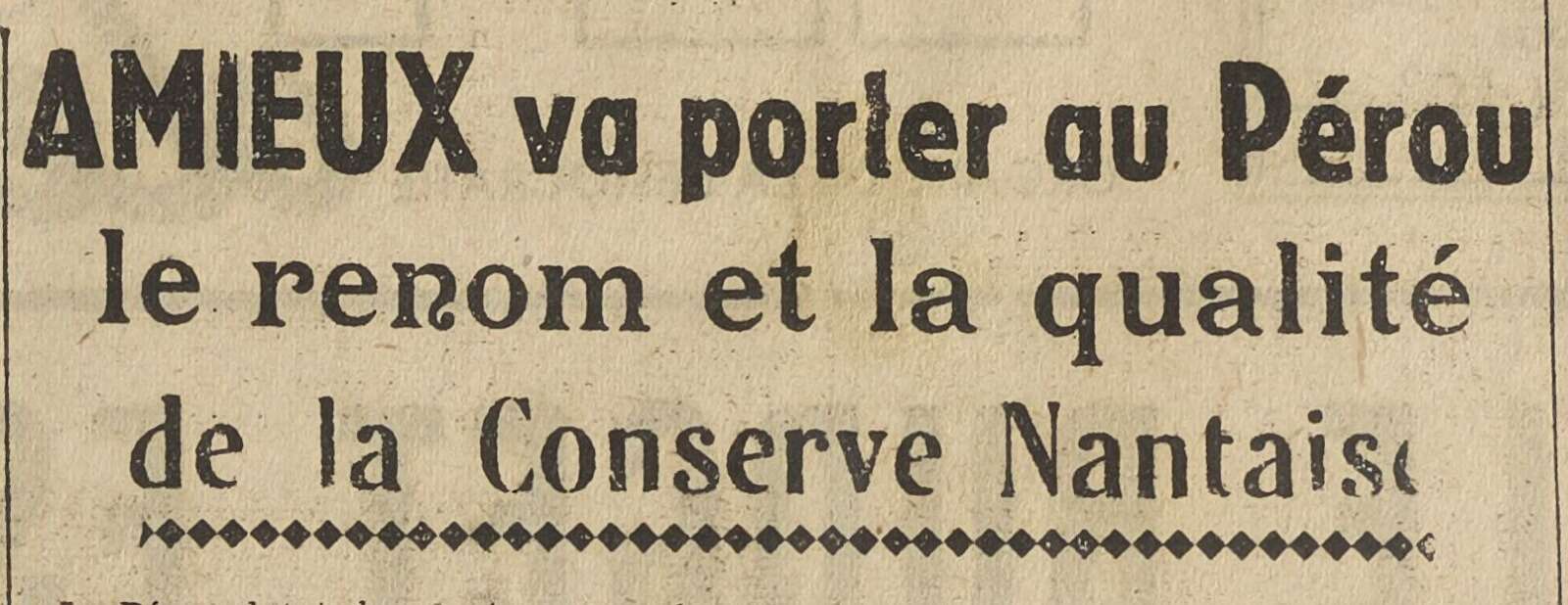 Extrait du journal « L’Éclair » évoquant l’installation de Amieux Frères au Pérou