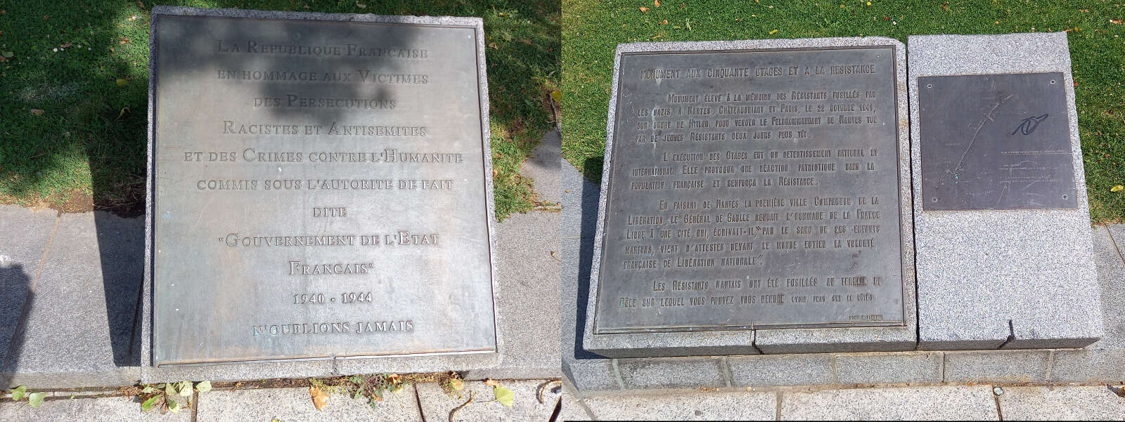 Plaques commémoratives du monument des 50 otages