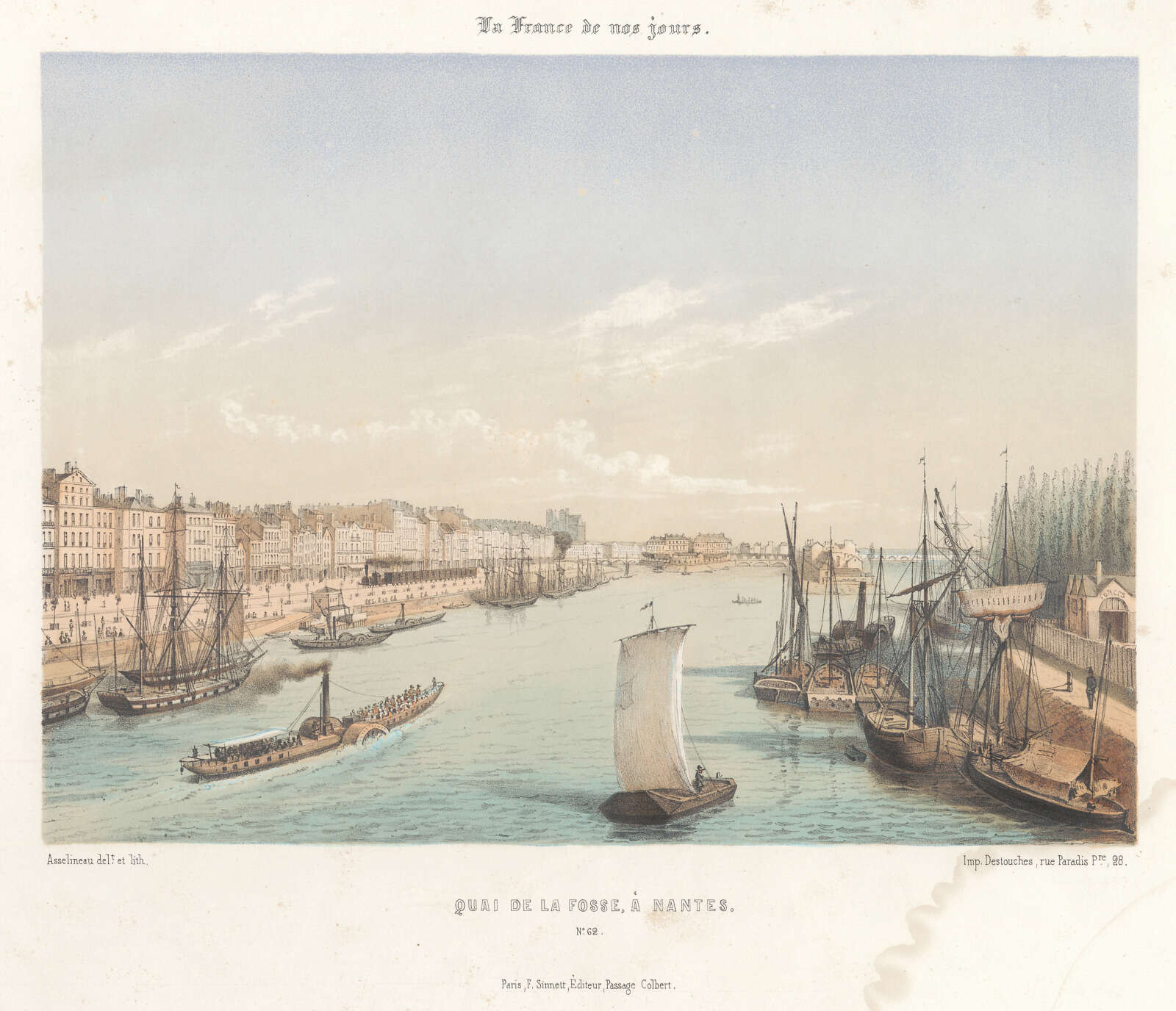 Lithographie, Quai de la Fosse à Nantes, publiée dans La France de nos jours