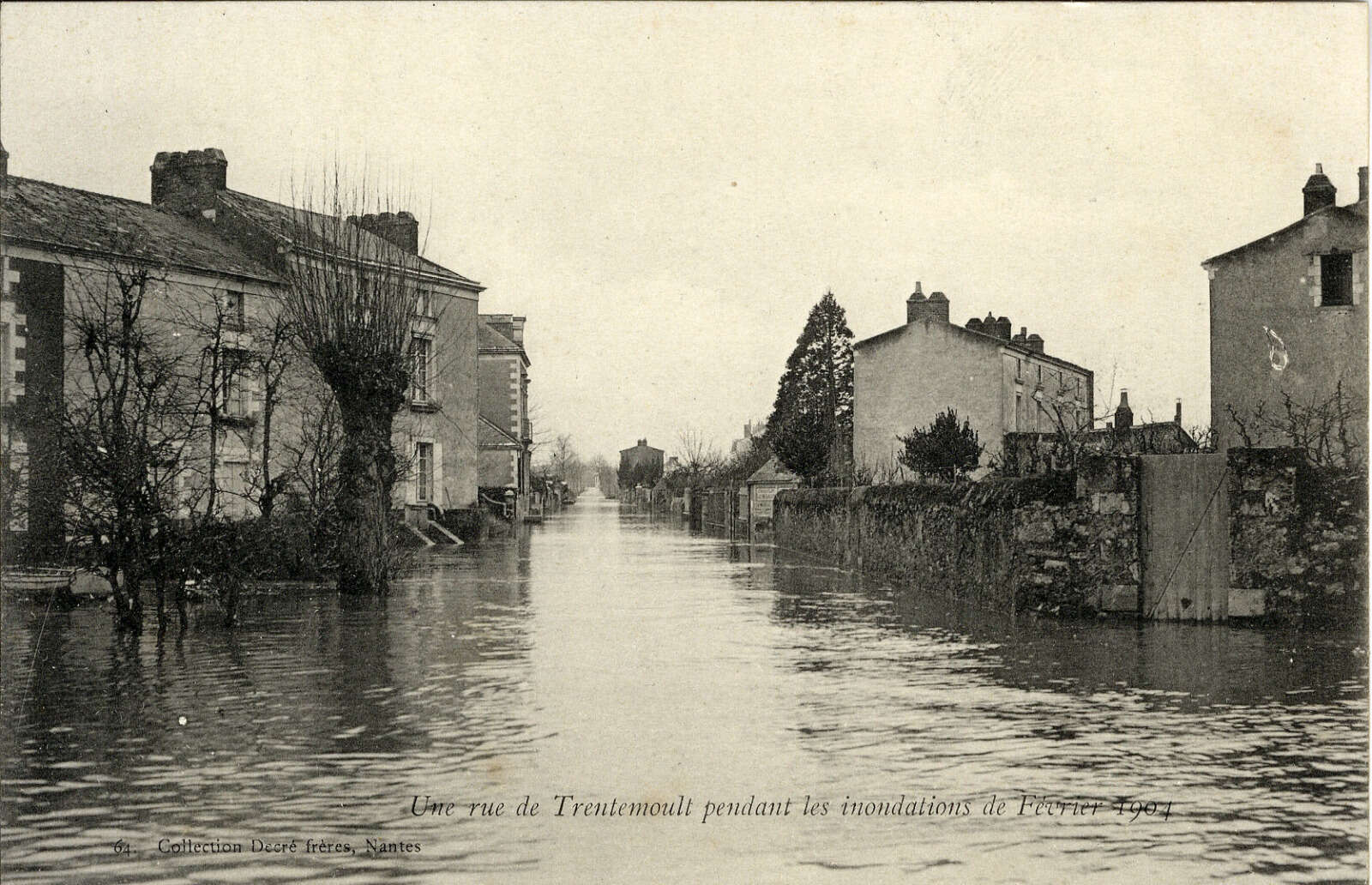 Inondations de février 1904, une rue de Trentemoult