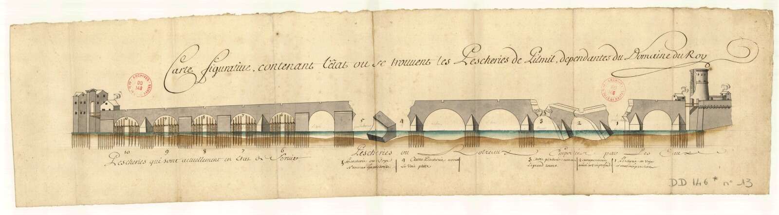 Carte figurative contenant l'état où se trouvent les pêcheries de Pirmil