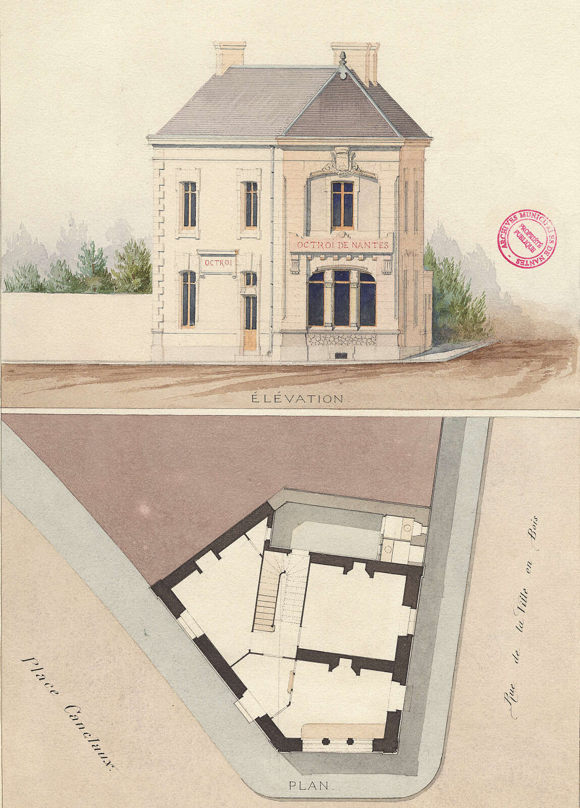 Élévation du bureau d'octroi de la place Canclaux