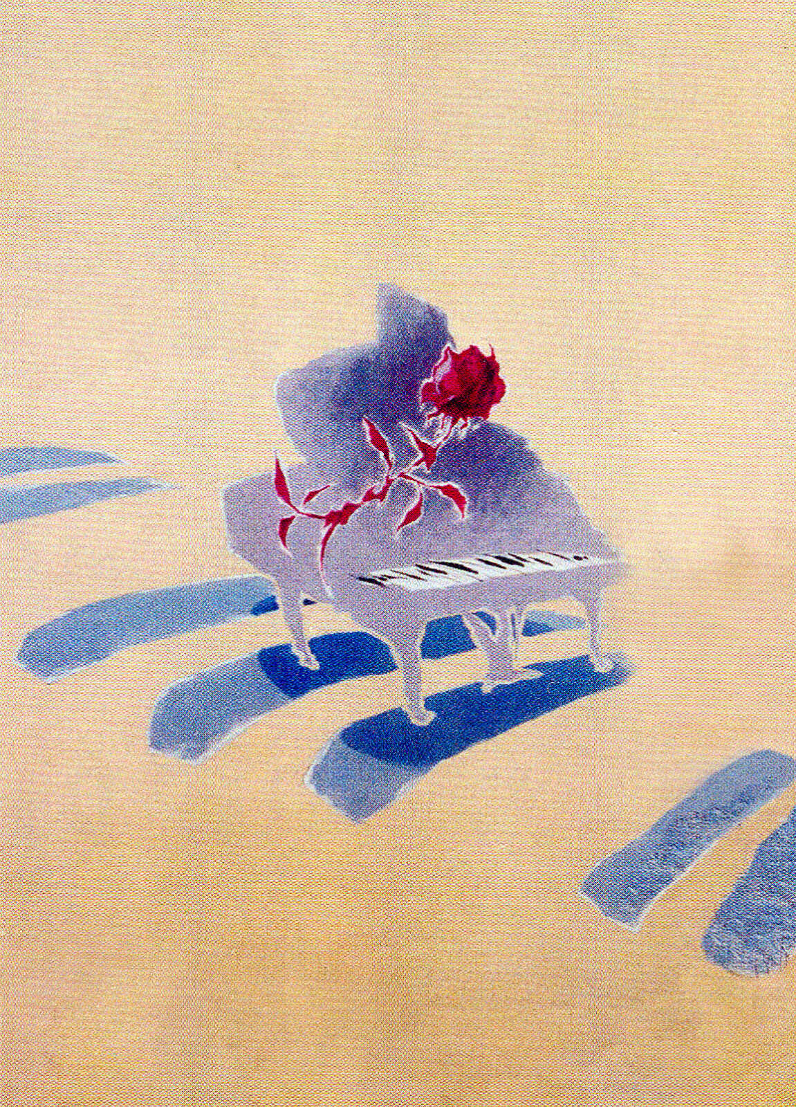 Fresque Le piano et la rose rouge de Barbara , allée Barbara