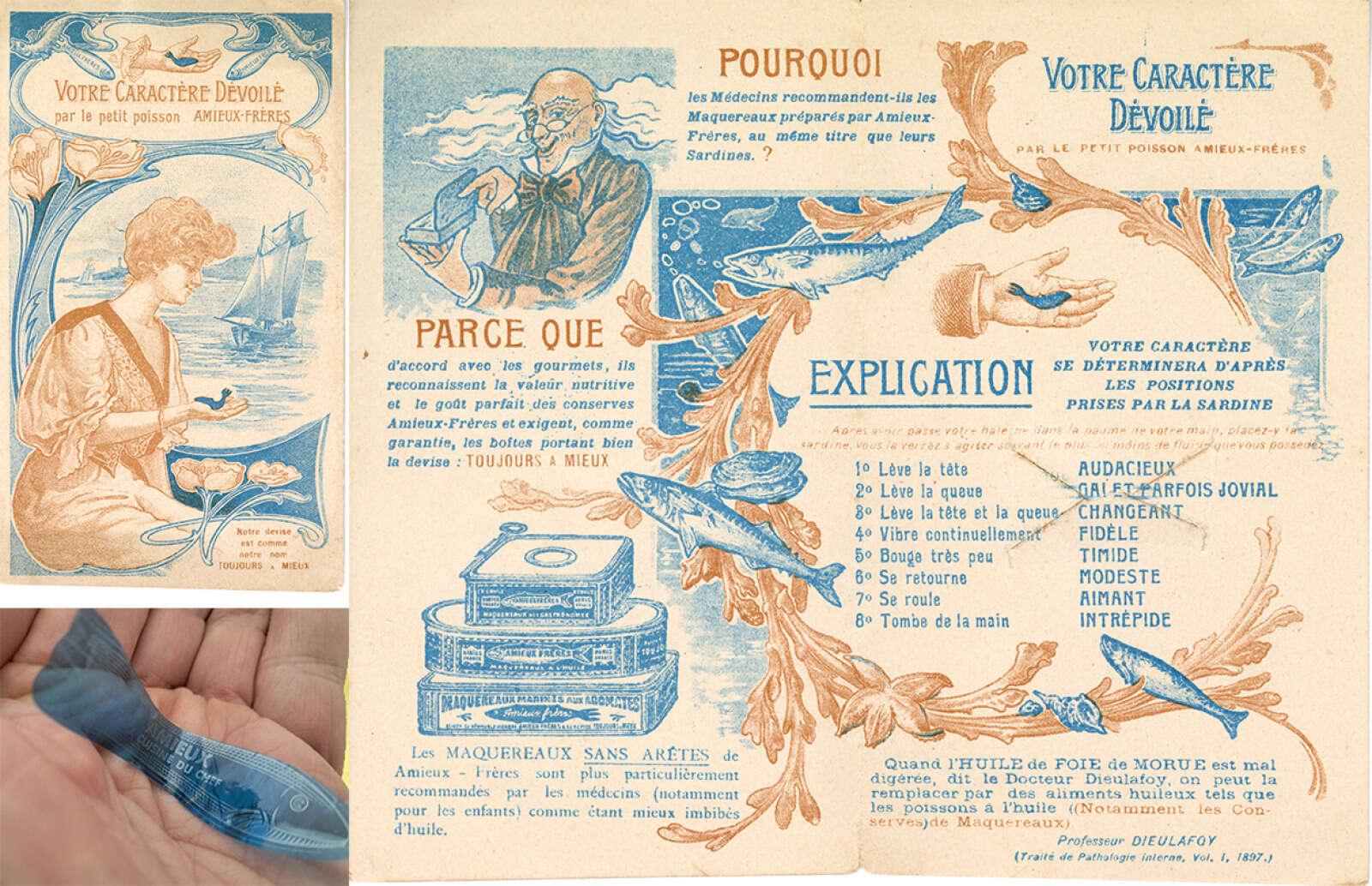 Dépliant publicitaire Amieux-Frères « Votre caractère dévoilé par le petit poisson »