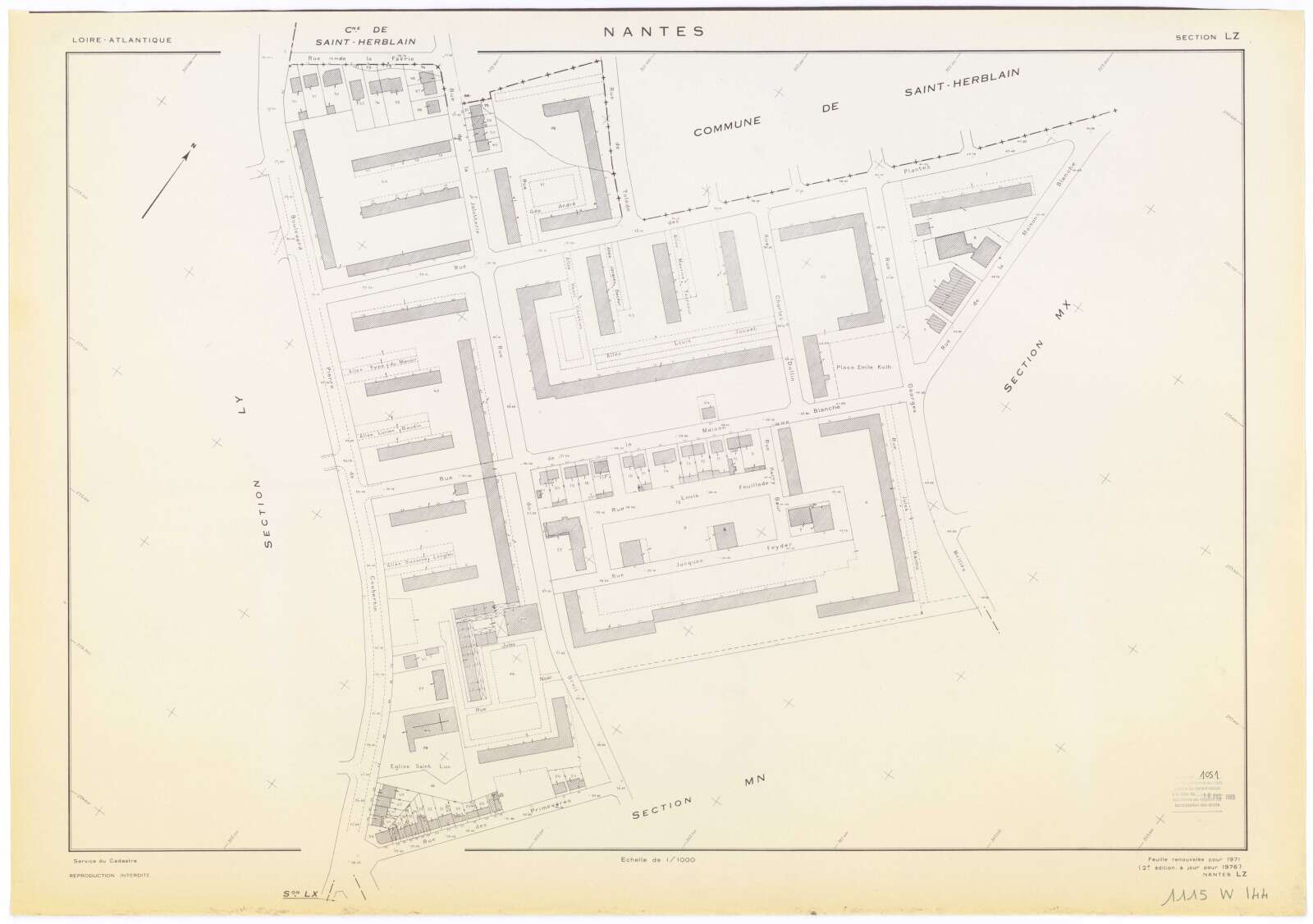 Plan cadastral parcellaire de Nantes, Section LZ