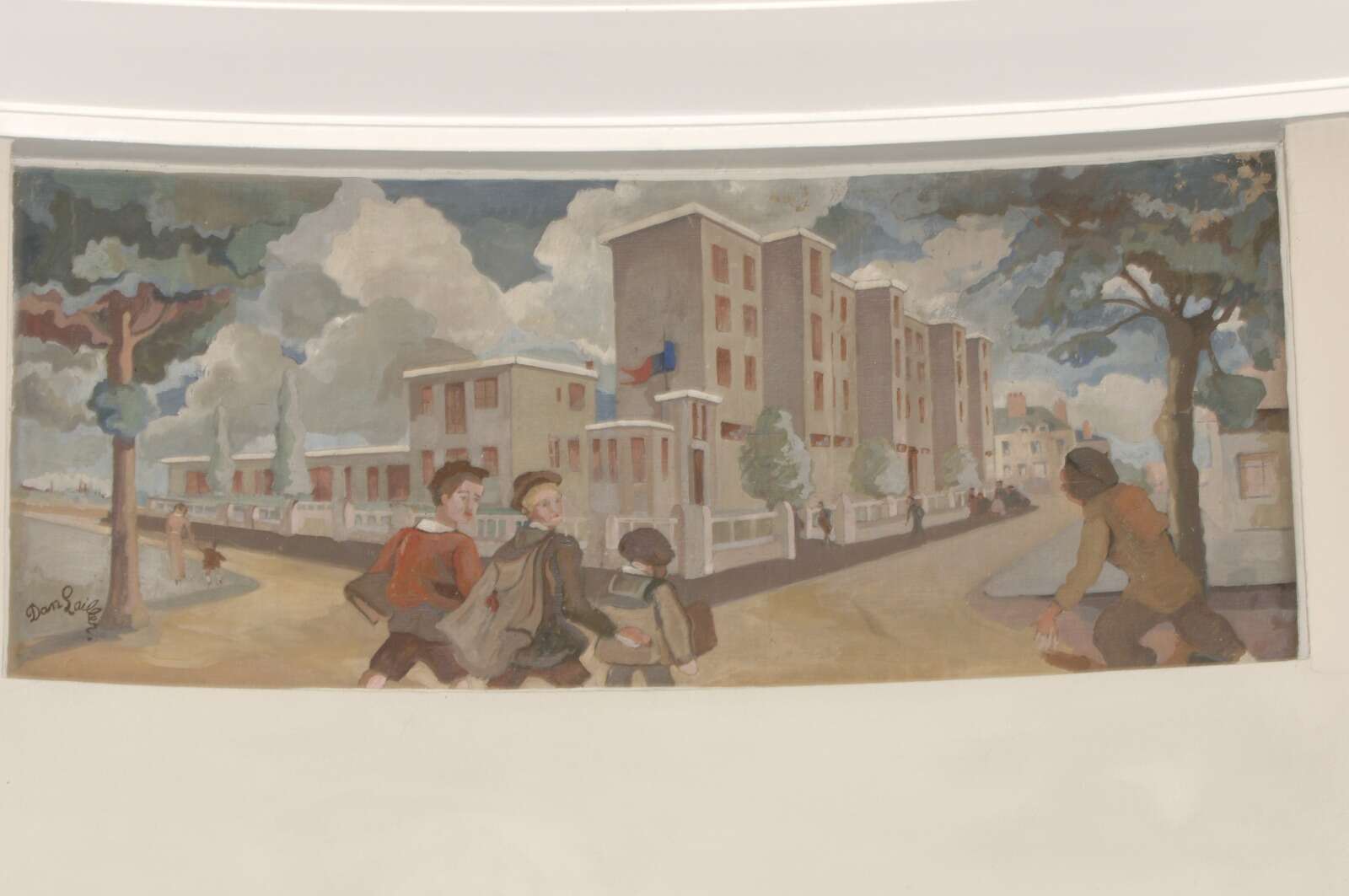École de la Contrie représentée sur la fresque de la rotonde Coutan à l’Hôtel de Ville