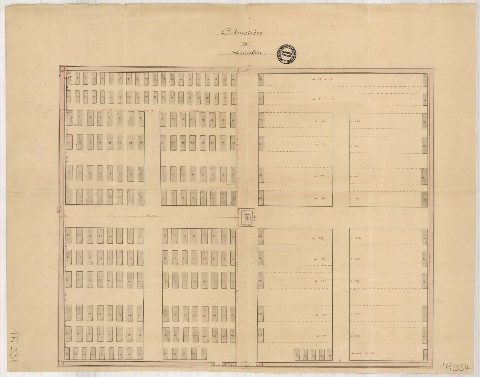 Plan du cimetière du Vieux Doulon