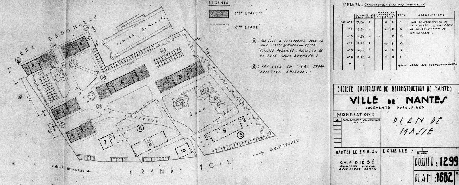 Plan de masse de la cité communale réalisé par l'architecte Charles Friésé