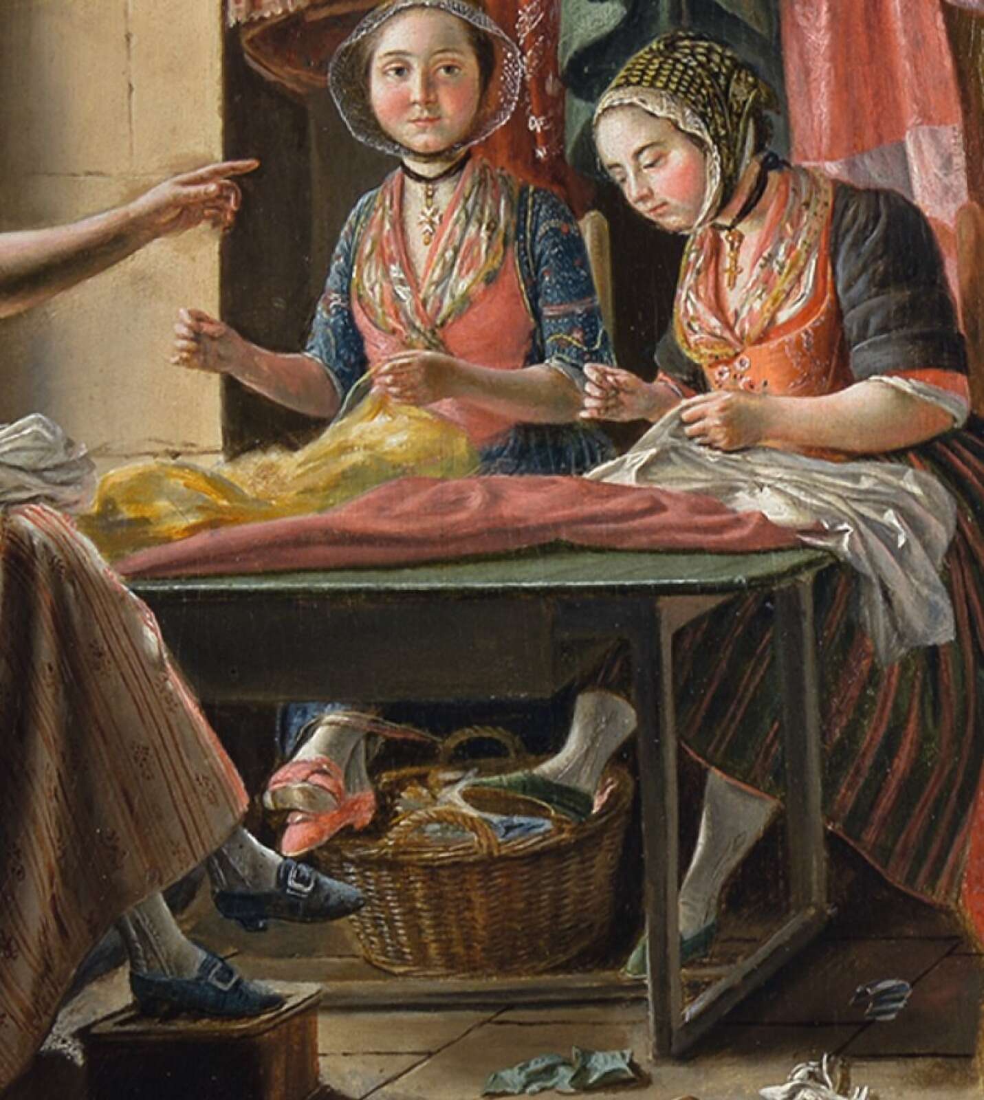 Huile sur bois, Atelier de couture à Arles, Antoine Raspal
