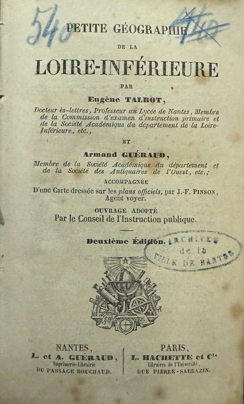 Première page de l’ouvrage « La Petite Géographie de Loire-Inférieure »