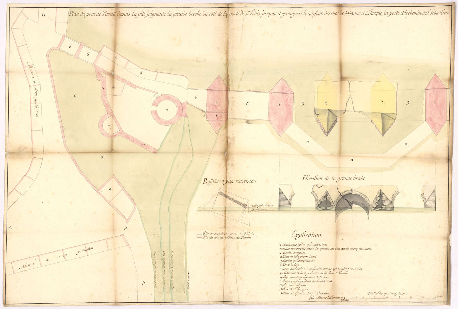 Plan du pont de Pirmil