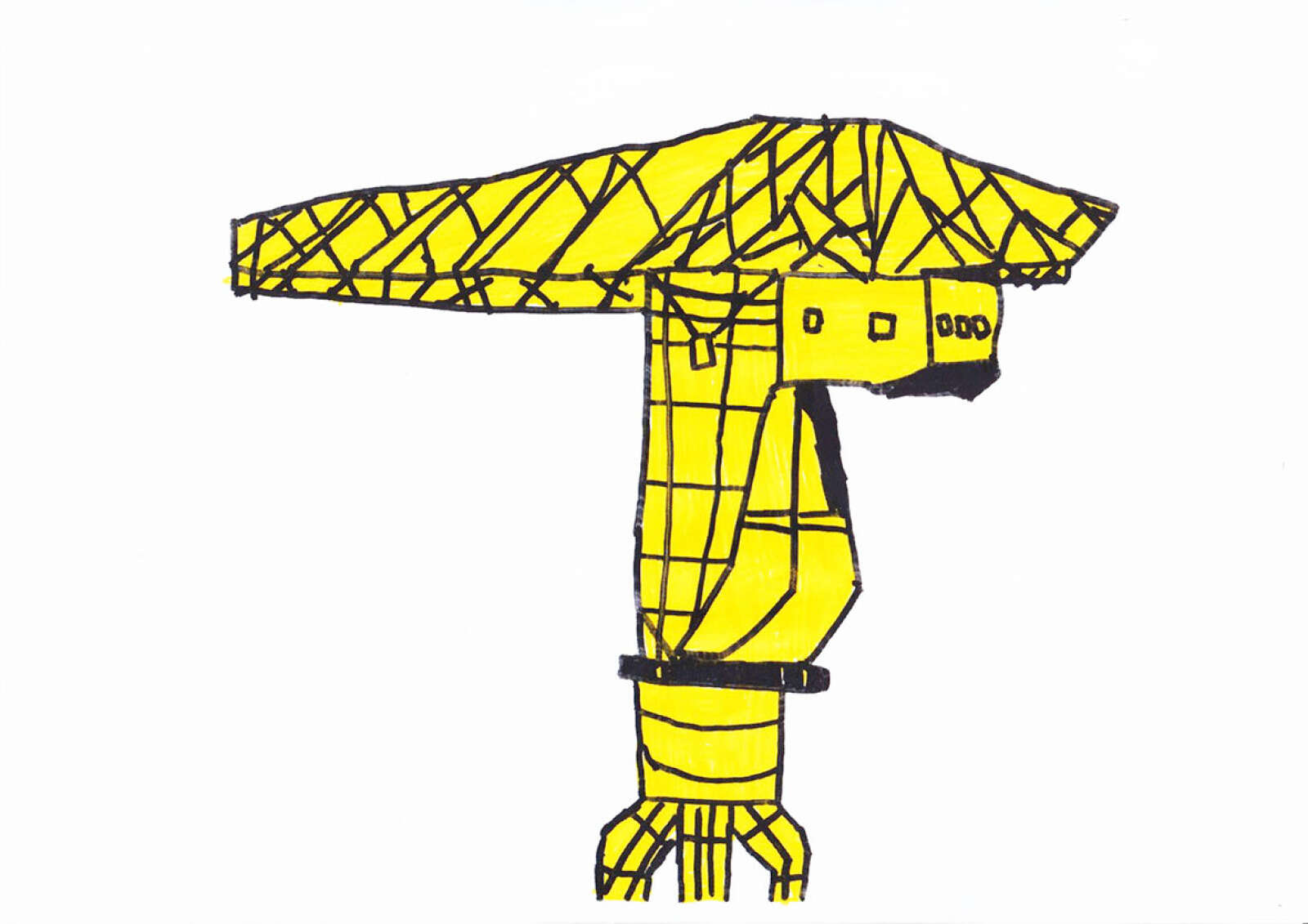 Dessin de la grue jaune