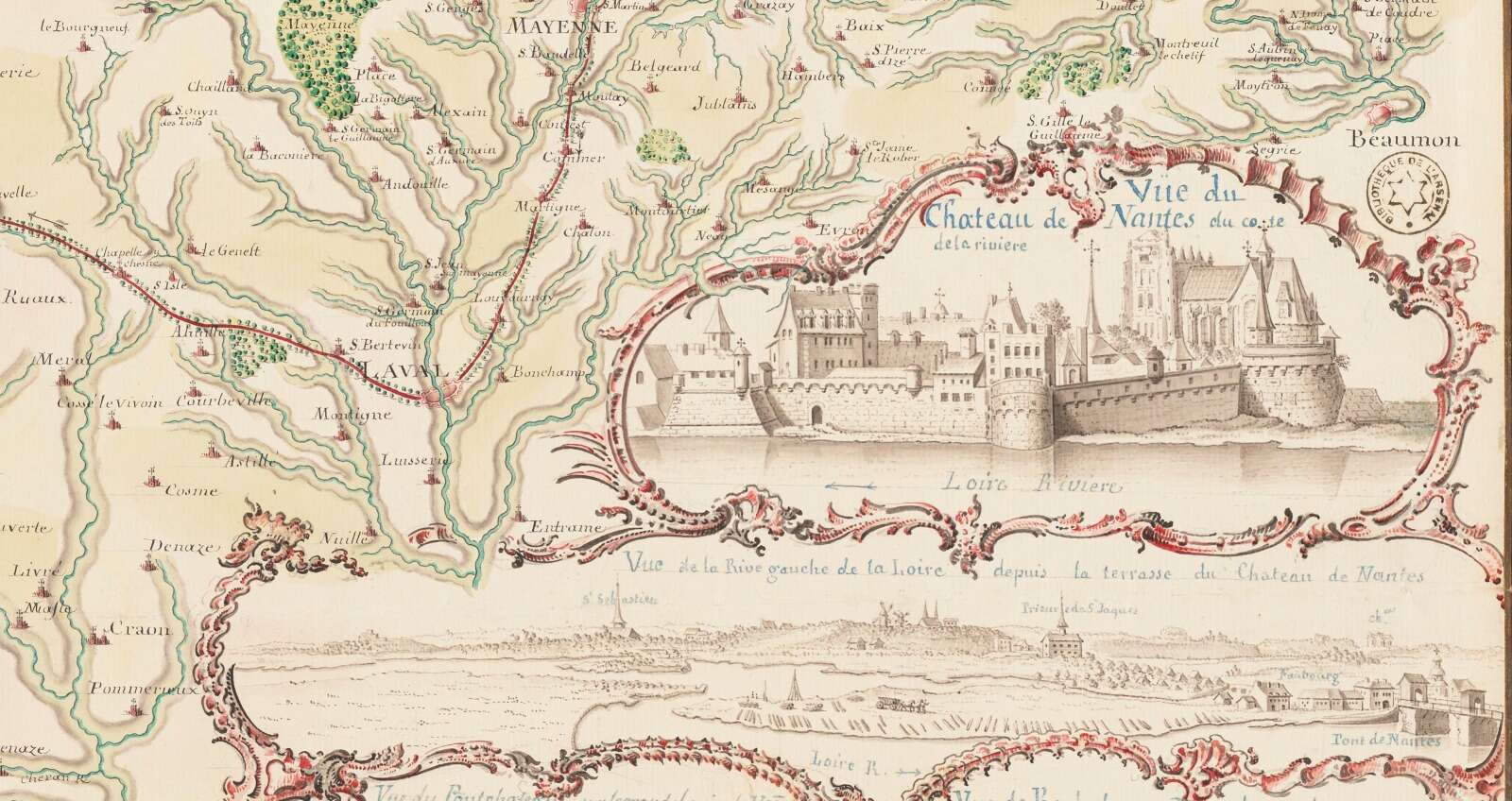 Carte de la troisième tournée militaire de Mr le Marquis de Paulmy dans les provinces maritimes occidentales de la France : Normandie et Bretagne