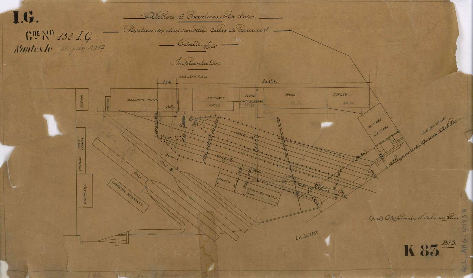 Plan présentant l’emplacement des cales des chantiers navals
