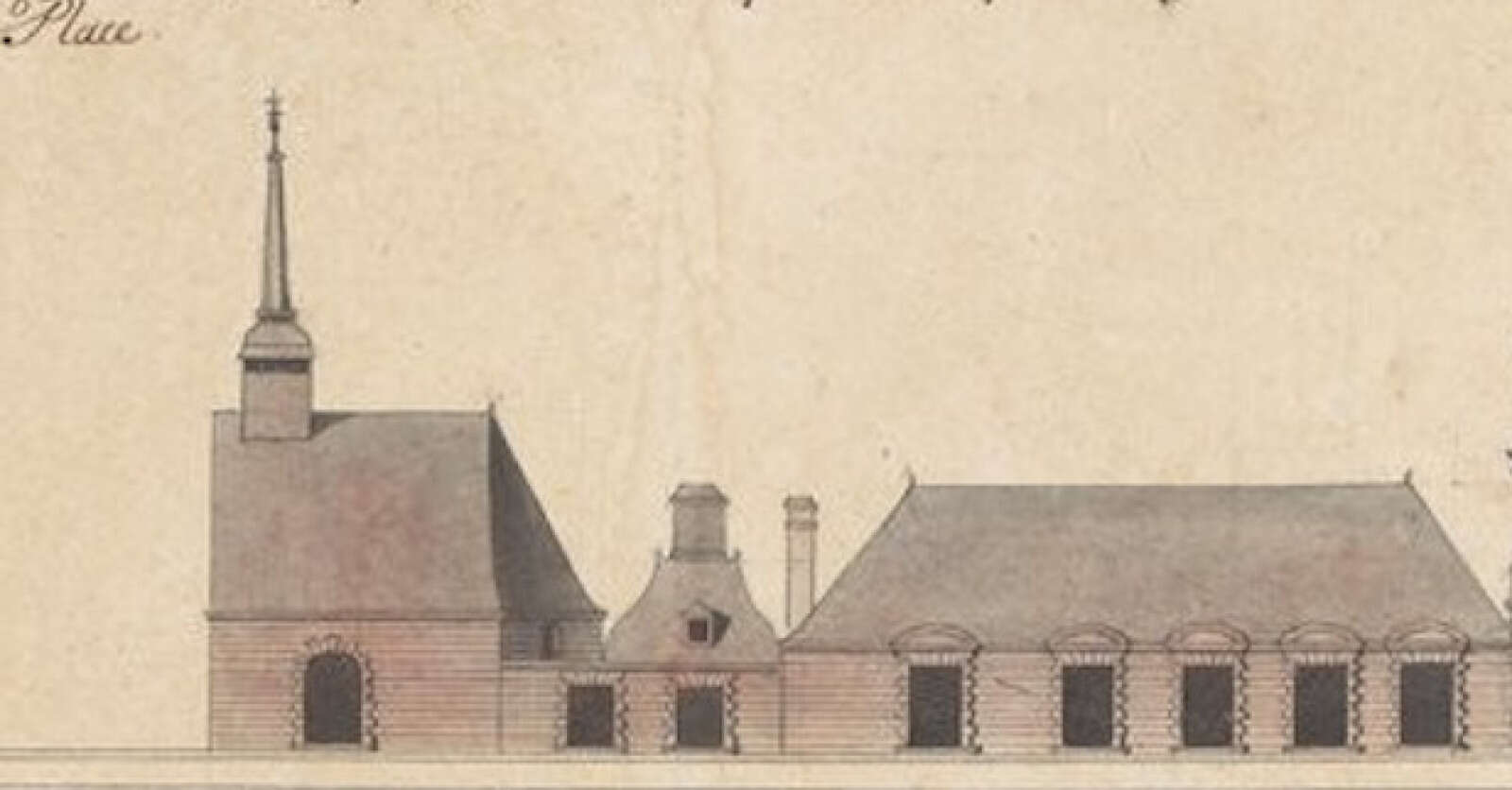 Détail du plan d’élévation géométrale de la Bourse des Marchands de la ville de Nantes et de la chapelle Saint-Julien