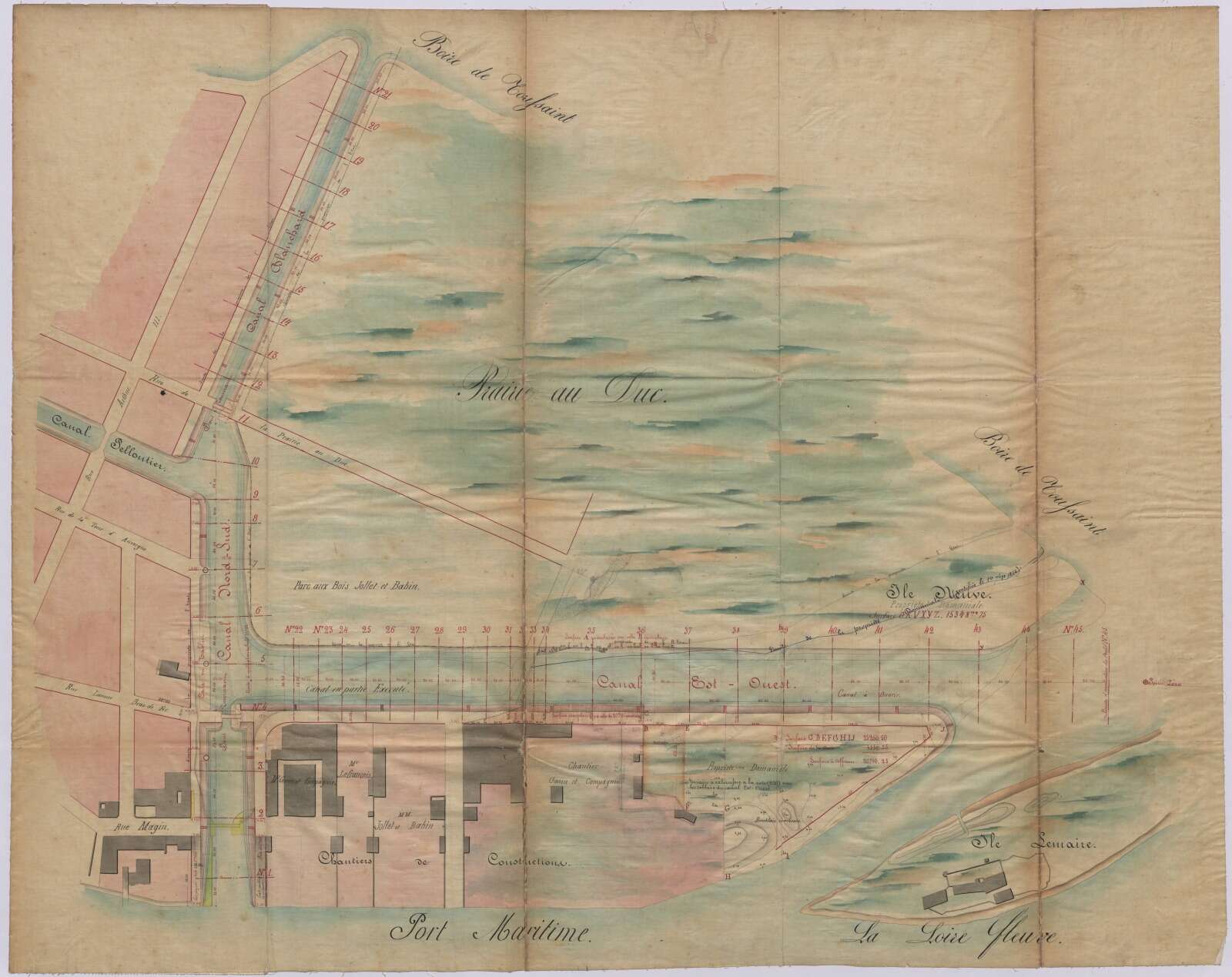 Plan général du projet d’amélioration des canaux de la prairie-au-duc