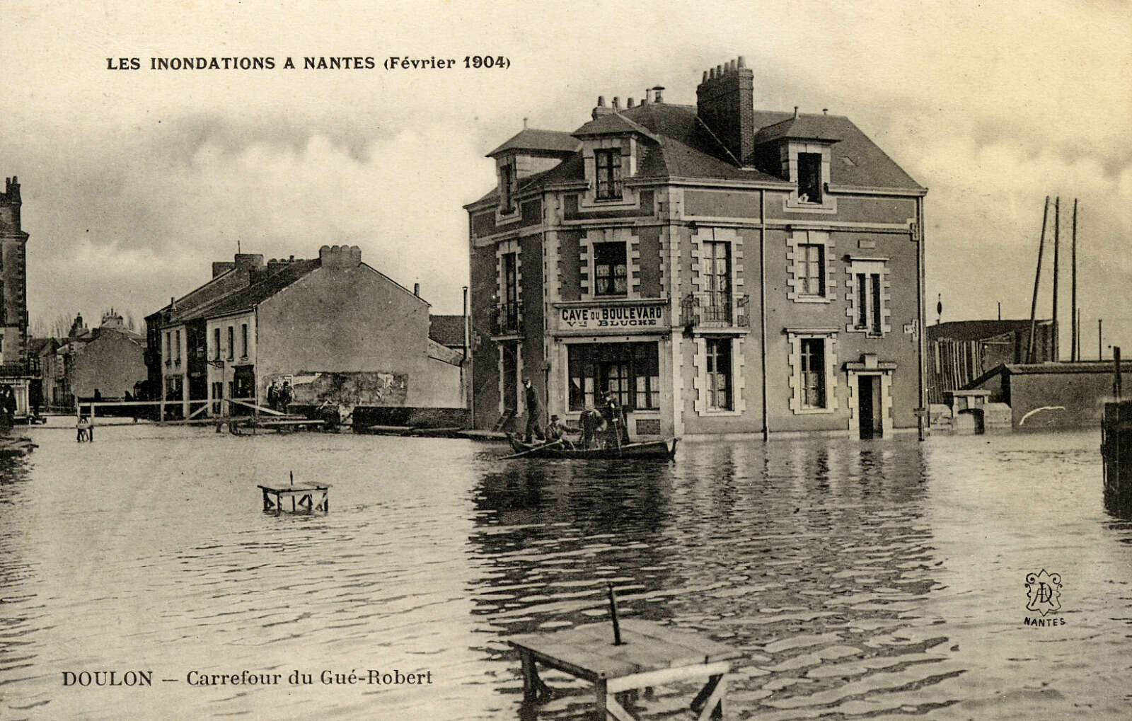 Inondations de février 1904, carrefour du Gué-Robert à Doulon