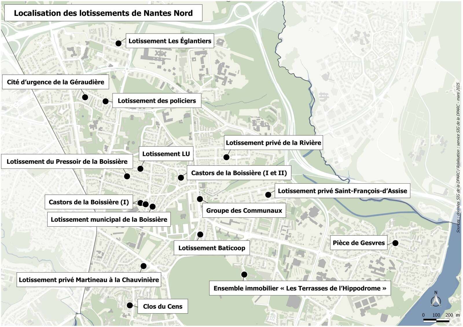 Carte des lotissements du quartier Nantes Nord