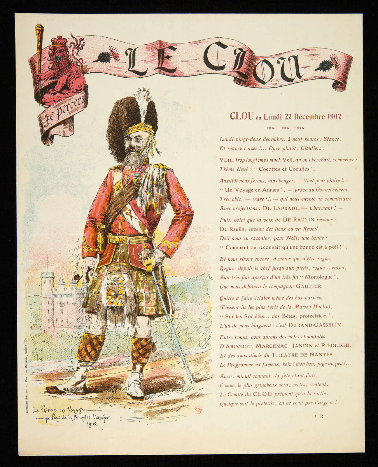 Programme du 22 décembre 1902 de la société Le Clou