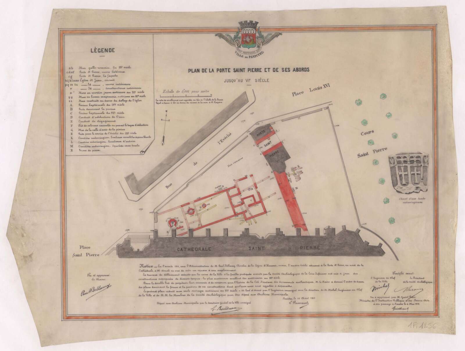 Plan de la porte Saint-Pierre et de ses abords dressé à partir des travaux de Georges Durville
