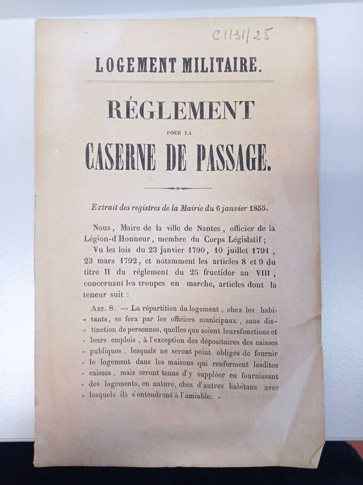 Logement militaire chez les habitants