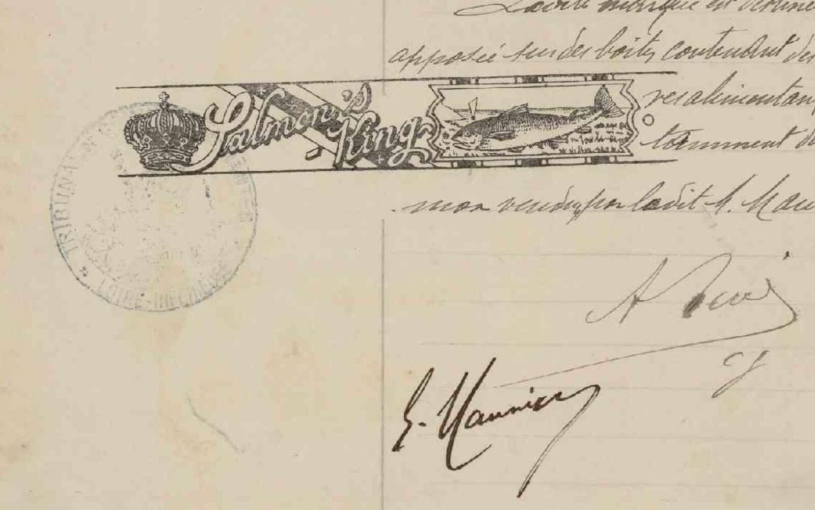Marque de fabrique « Salmon’s - King » déposée le 13 juin 1908