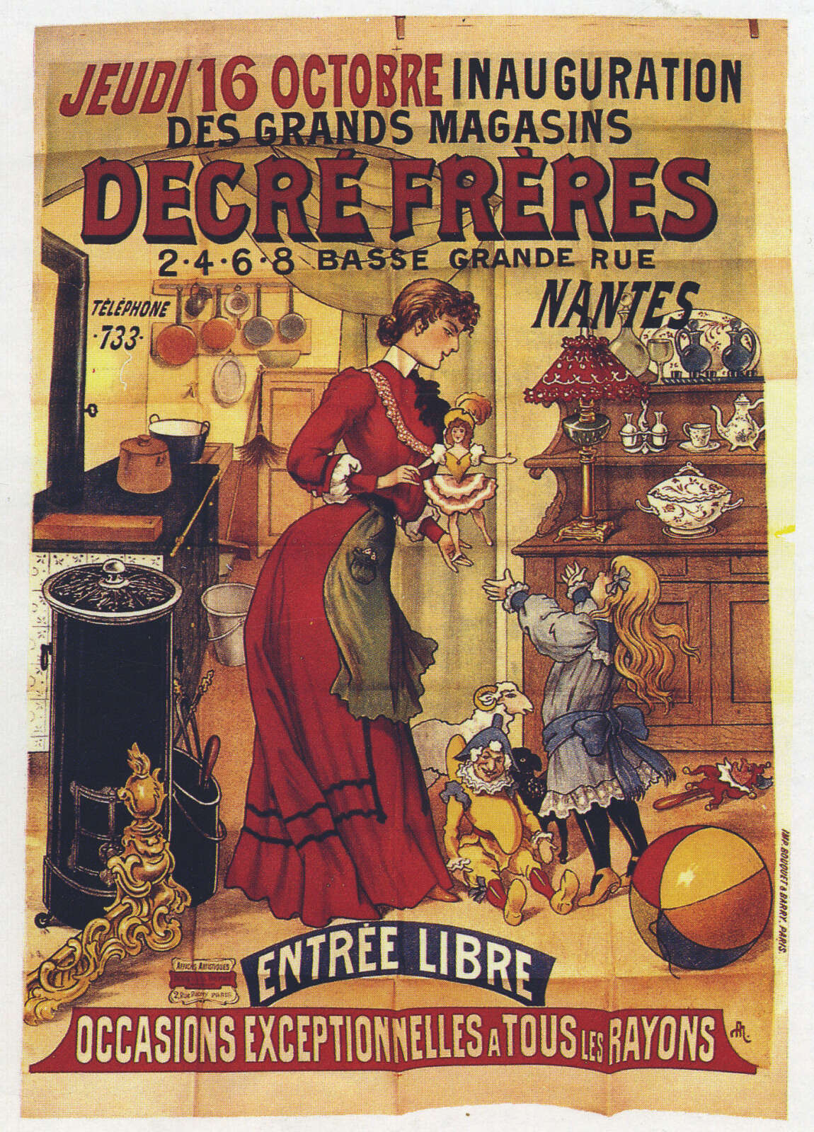 Affiche de l'inauguration des Grands magasins Decré