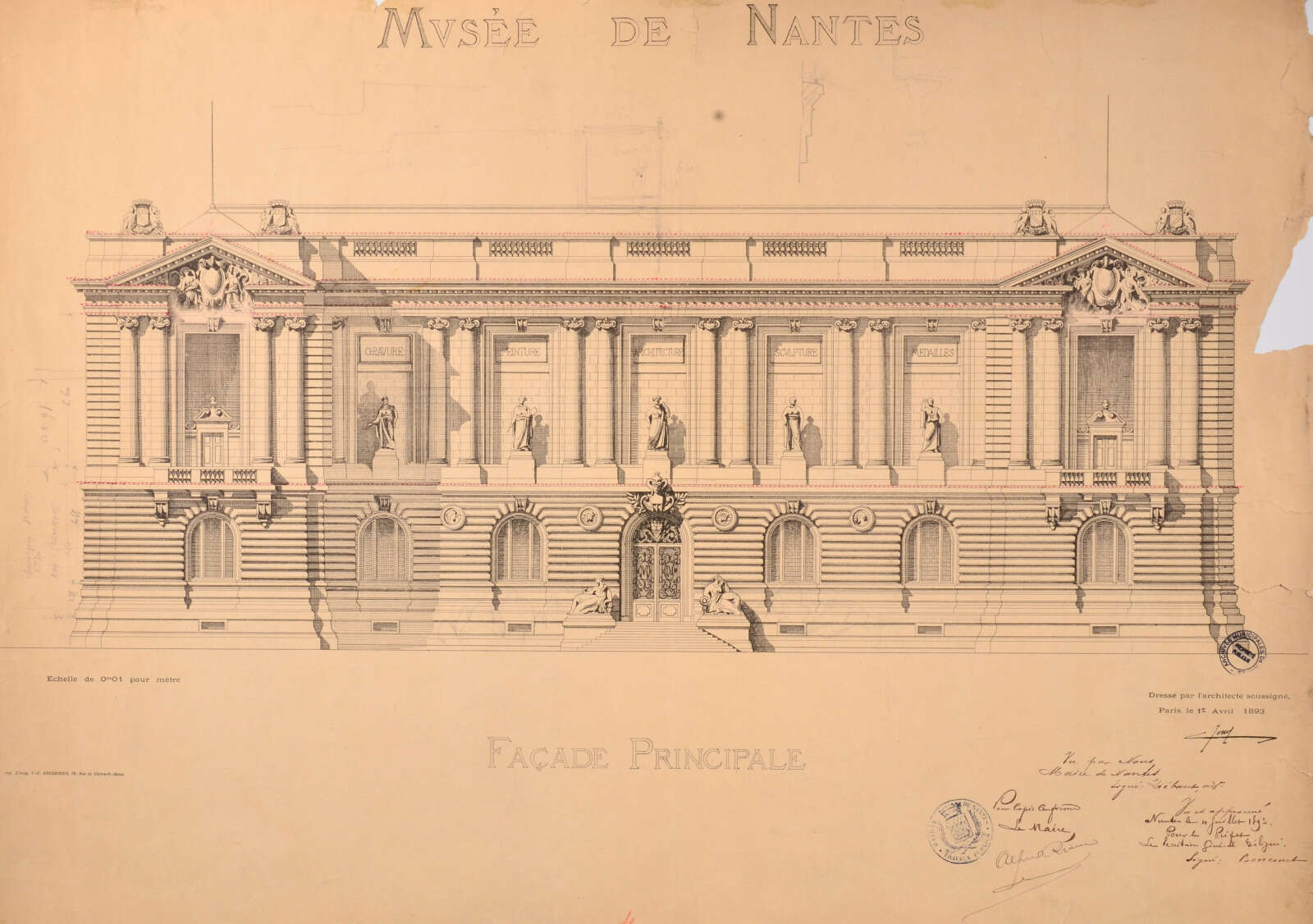 Projet de façade du musée des Beaux-Arts de Nantes