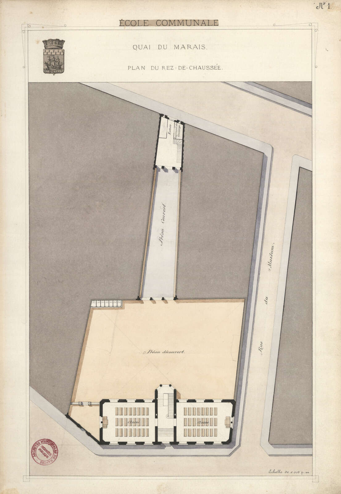 Plan masse de l’école du Marais extrait de l’atlas de l’Exposition universelle de Paris