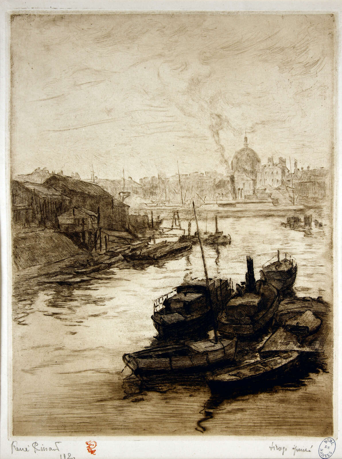Eau-forte représentant le canal Pelloutier