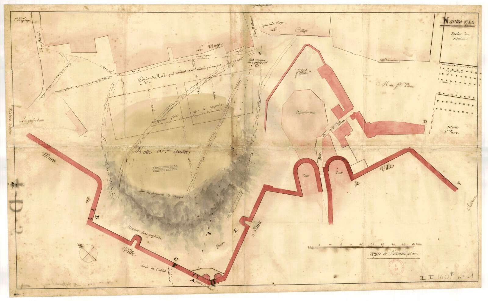 Plan montrant les chemins de la motte Saint-André