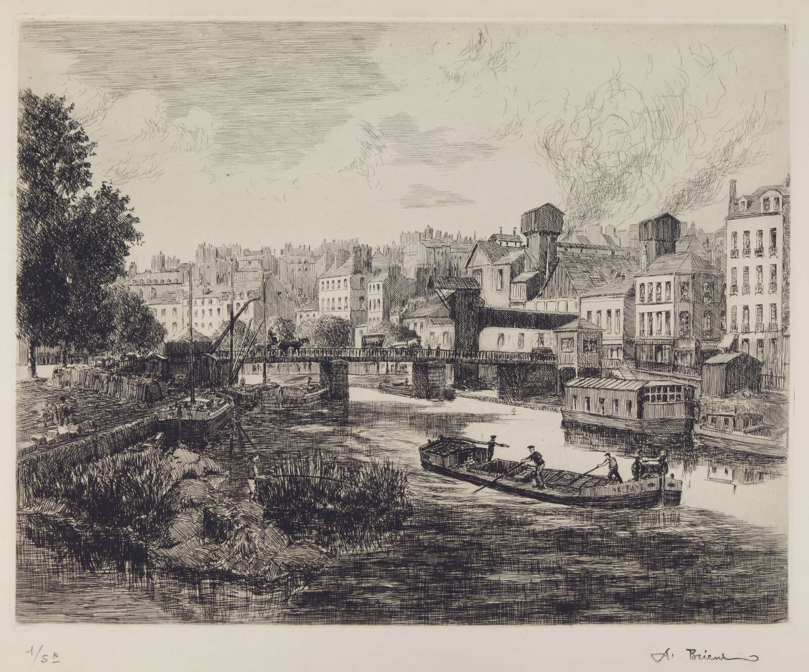 Eau-forte, Le pont Morand vu du quai Ceineray