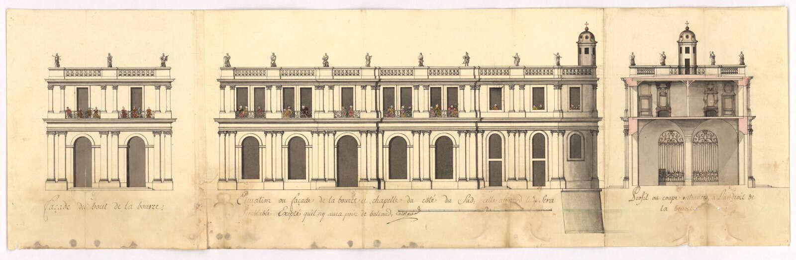 Plan d’élévation et coupe de la Bourse