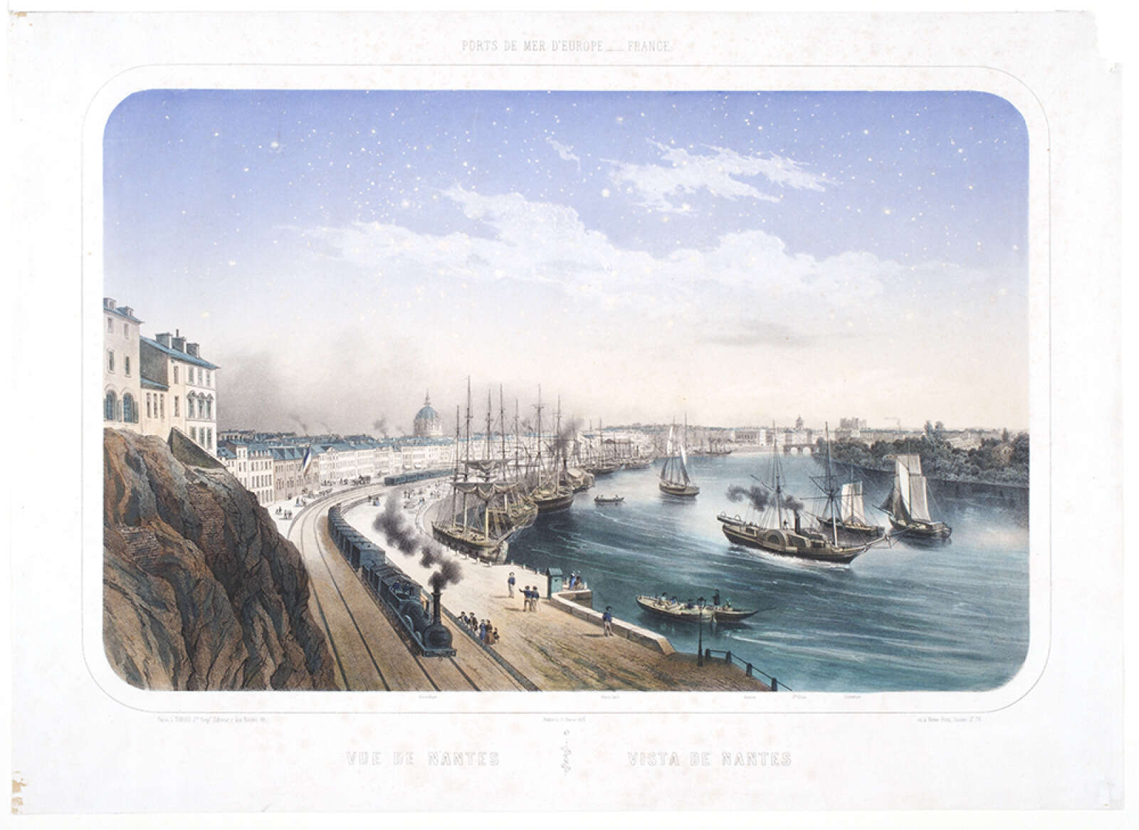 Lithographie, Le port de Nantes, publiée dans Ports de mer d'Europe