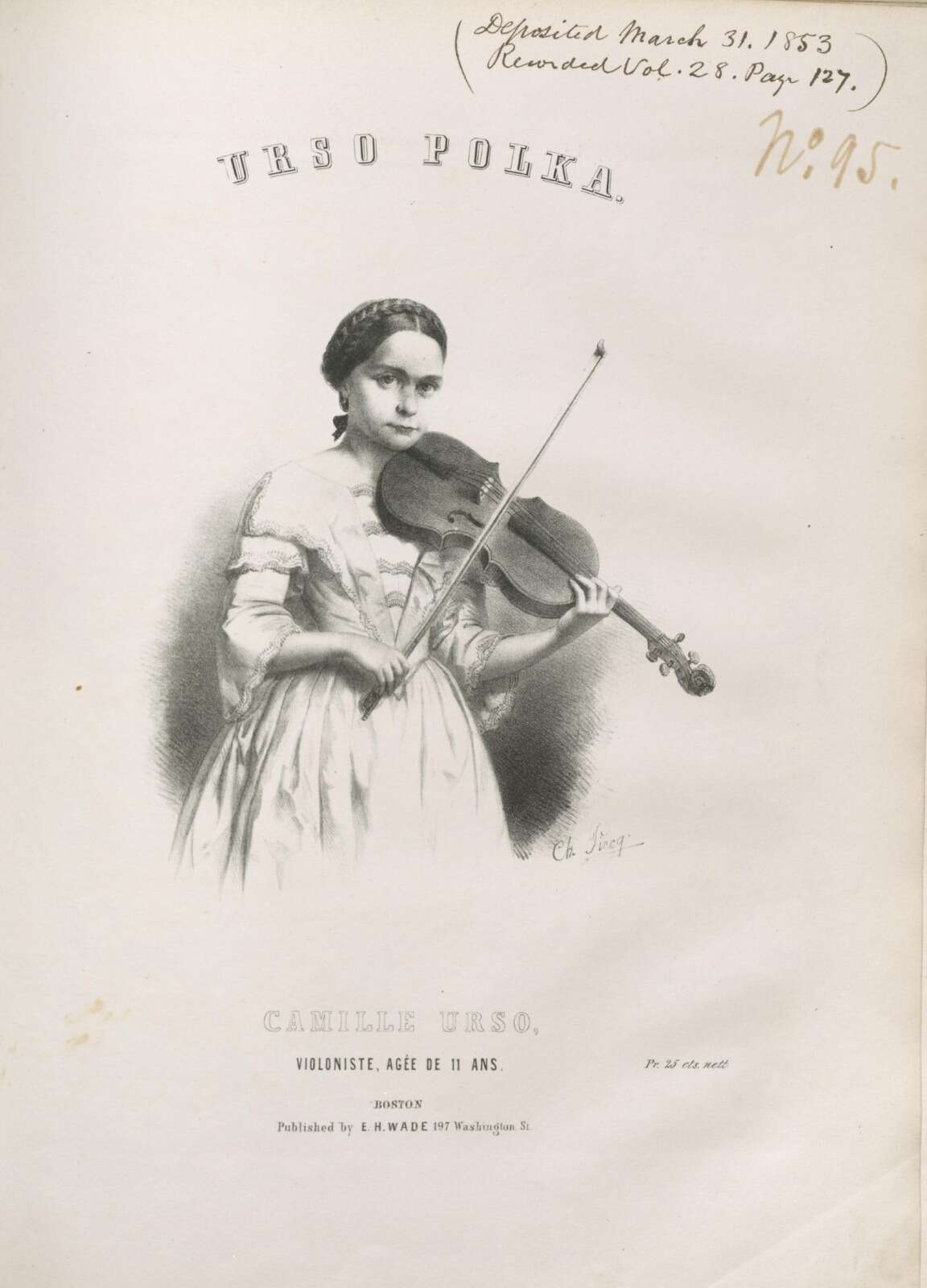 Portrait de Camille Urso à 11 ans