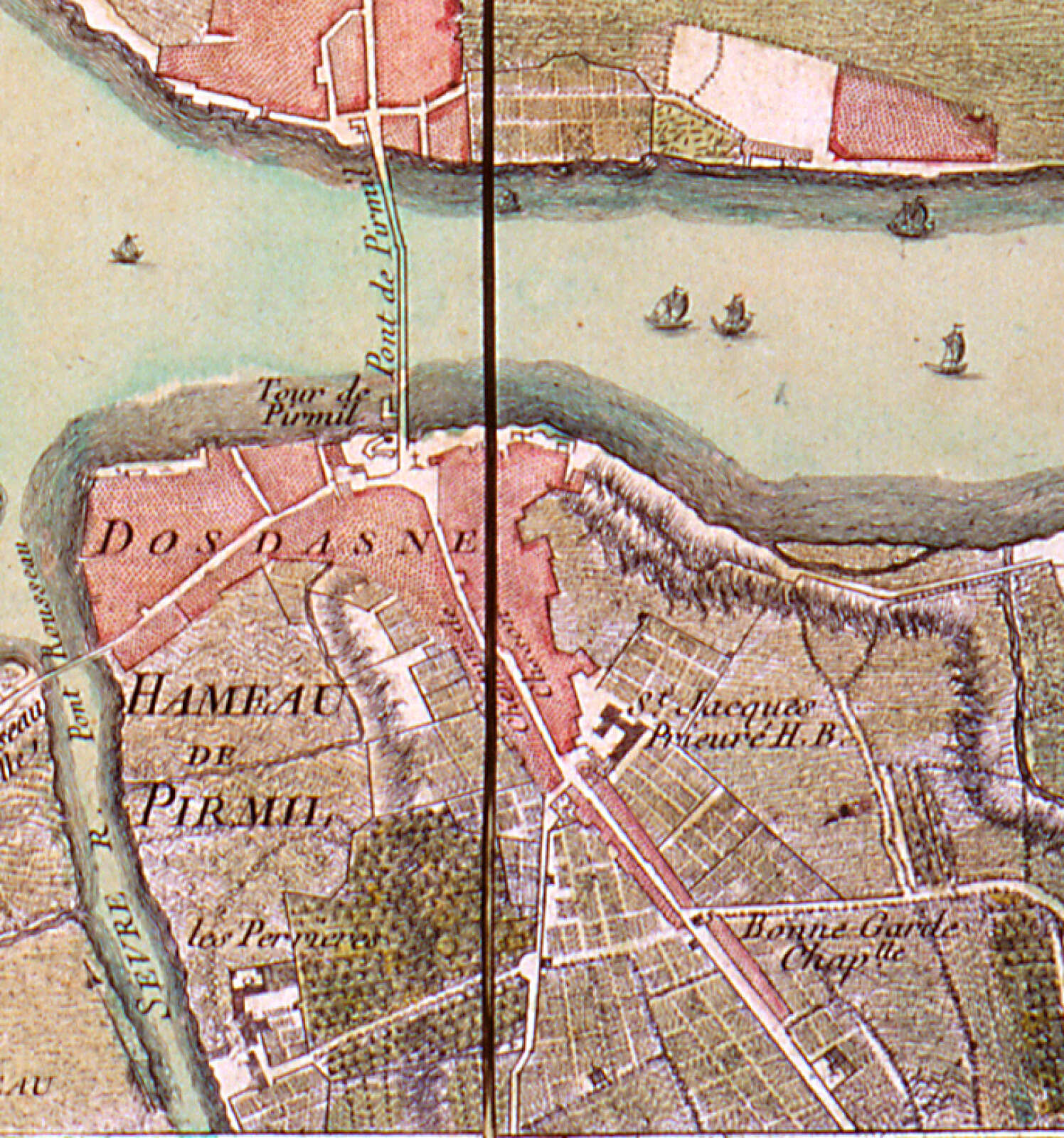 Détail du plan de la ville de Nantes par Le Rouge