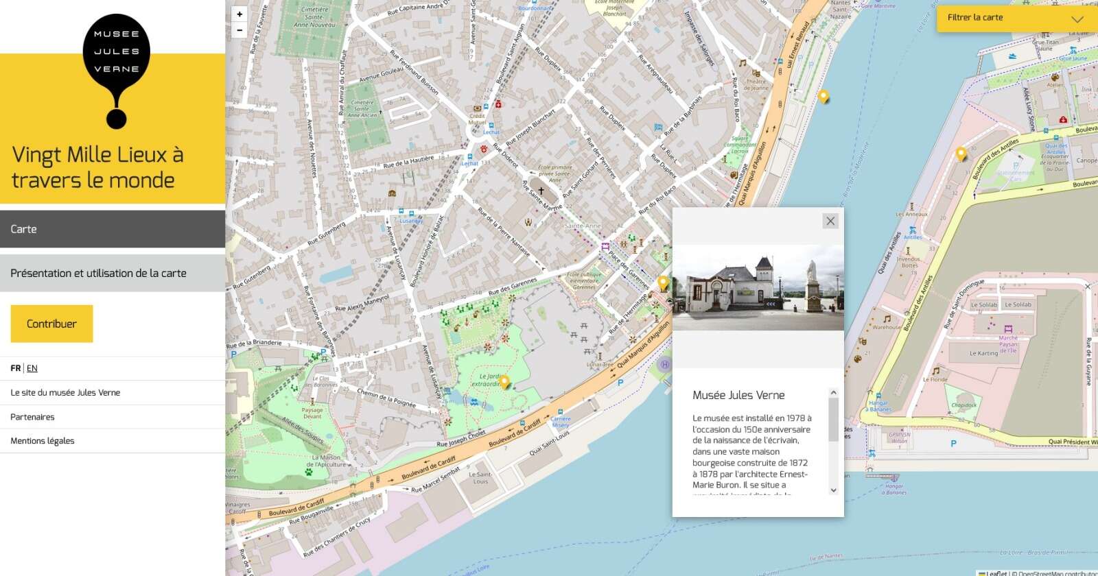 Notice de la carte interactive et collaborative « Vingt Mille Lieux » du musée Jules Verne