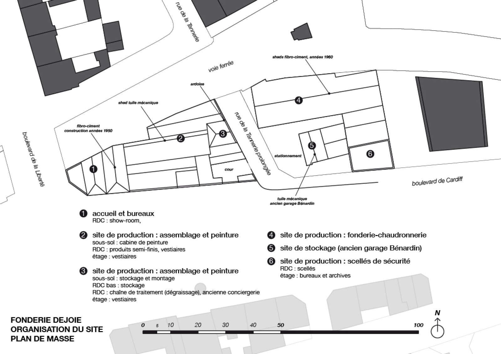 Organisation du site de la fonderie Dejoie