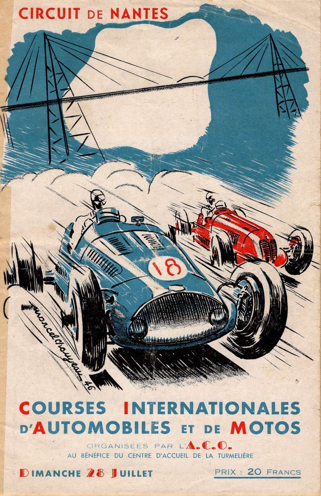 Couverture du programme officiel pour le circuit de Nantes pour les Courses Internationales d’Automobiles et de Motos.