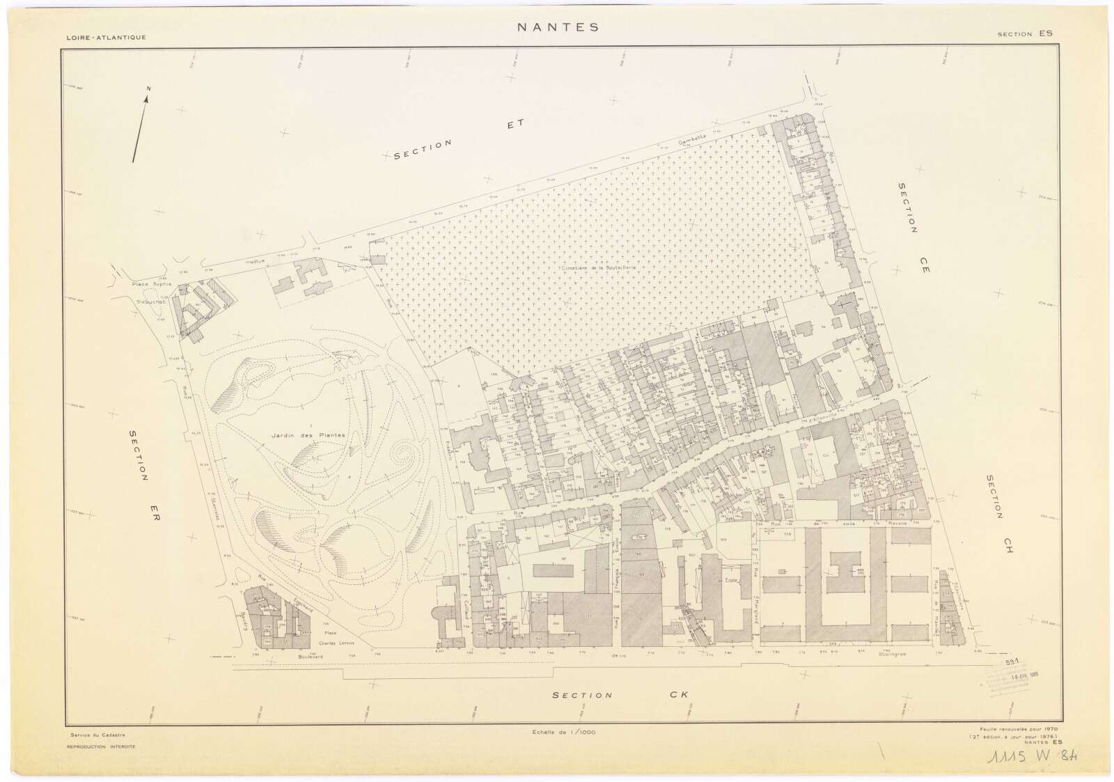 Plan cadastral parcellaire de Nantes