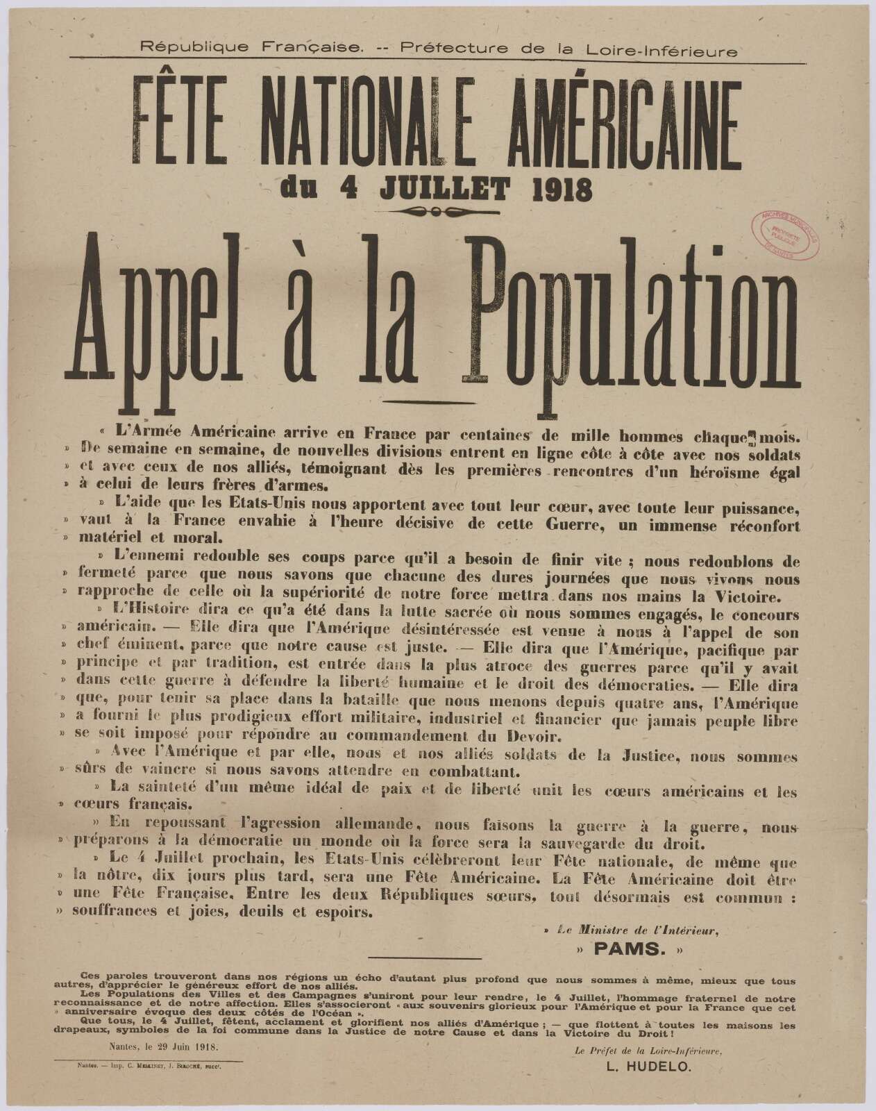 Fête nationale américaine du 4 juillet 1918