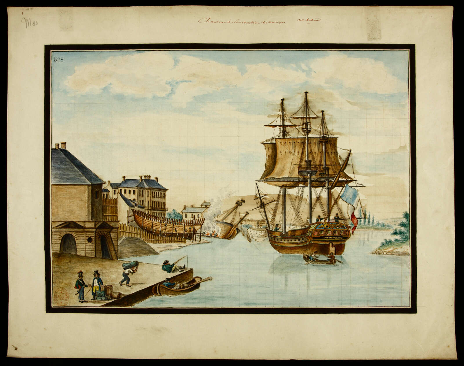Dessin d'un chantier naval