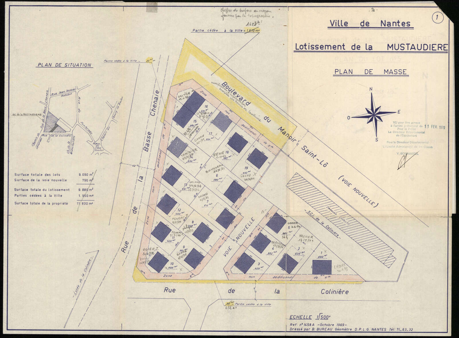 Plan du lotissement de la Mustaudière