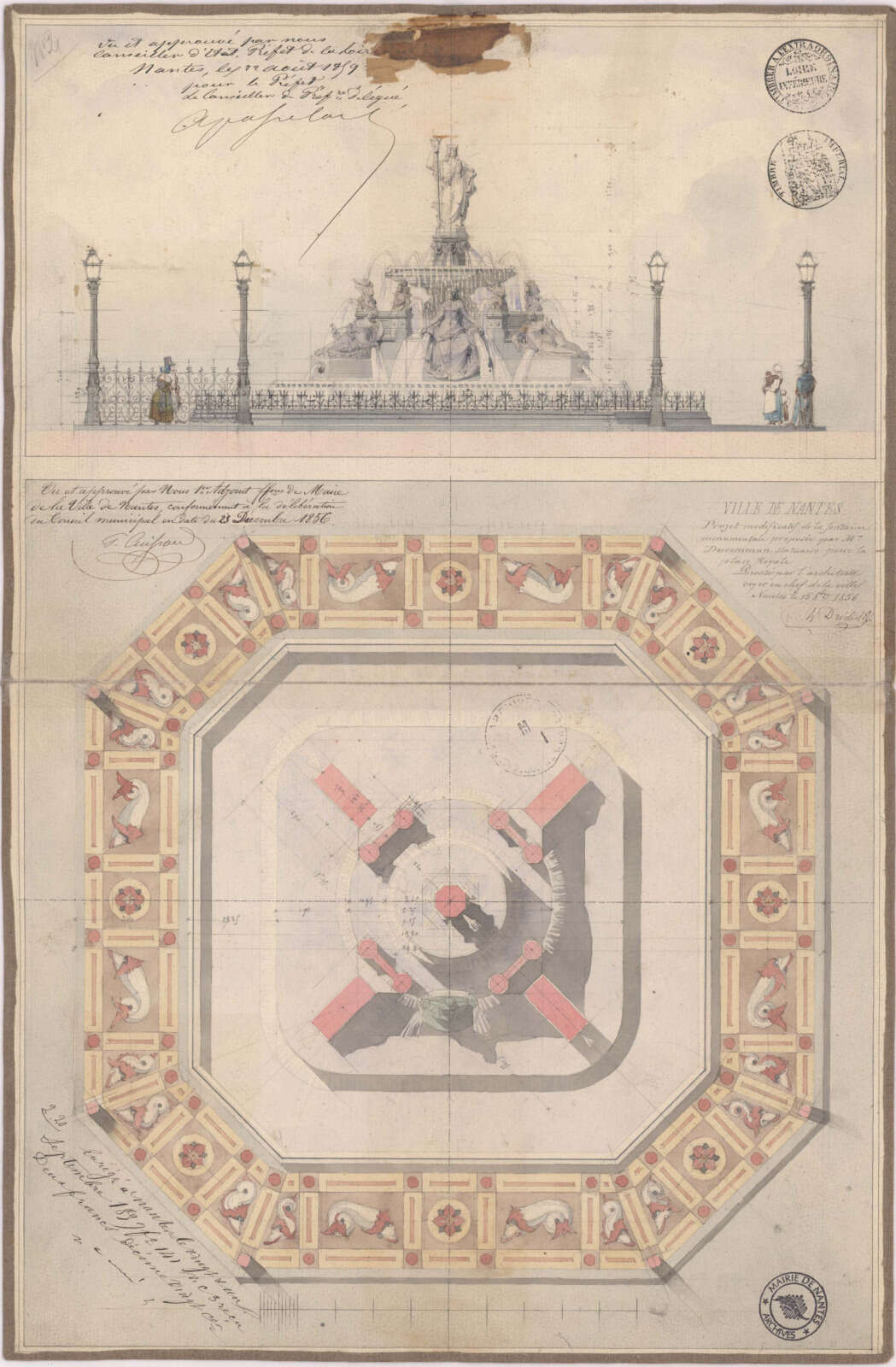 Projet modificatif de la fontaine monumentale pour la place Royale