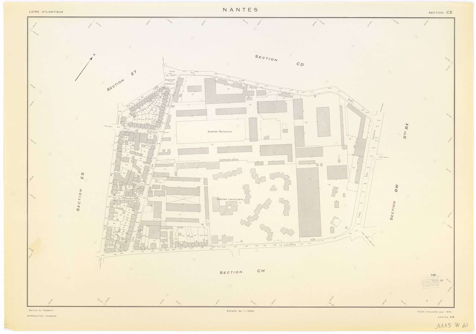 Plan cadastral parcellaire des quartiers Richemont et Lamoricière