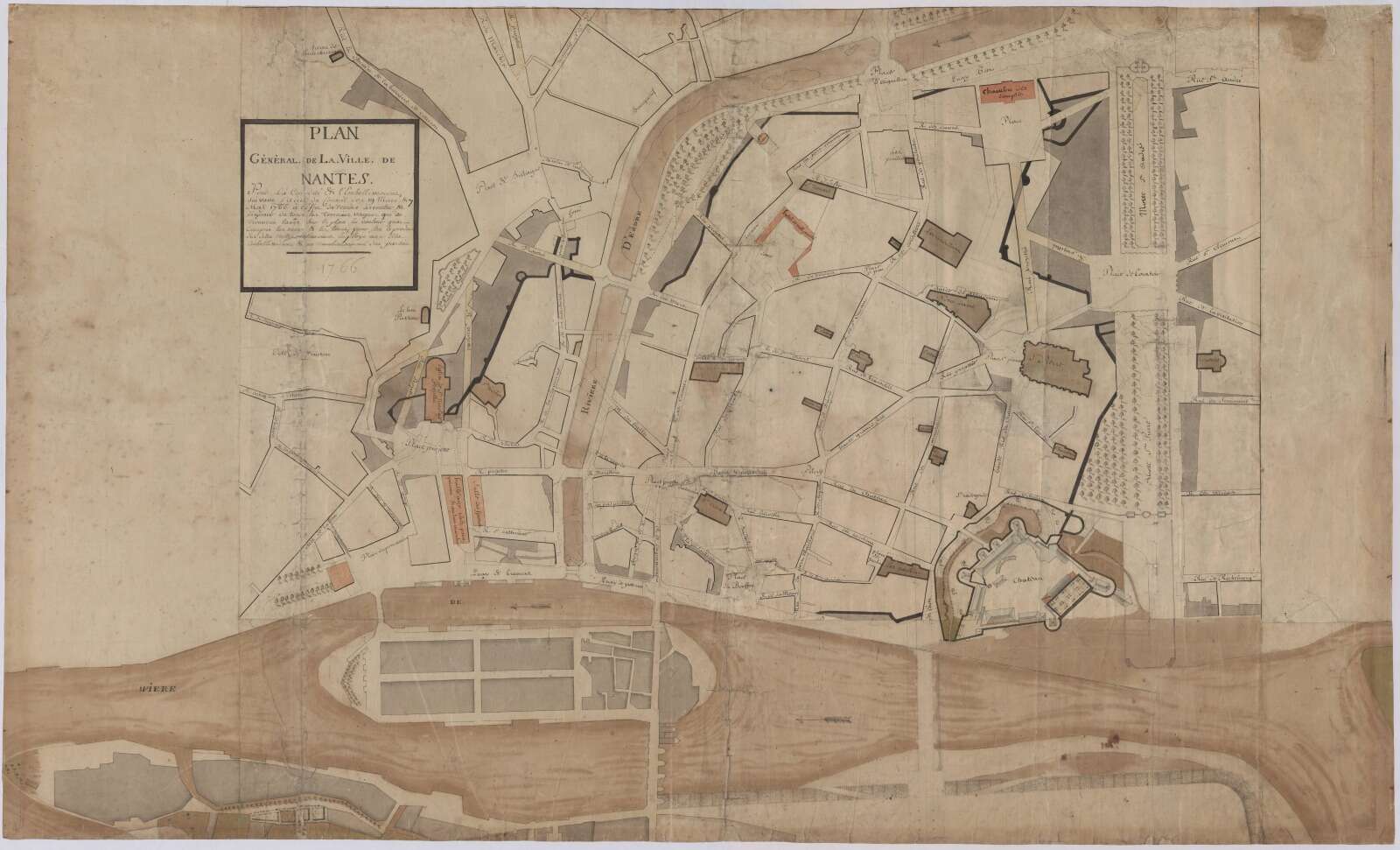 Plan général de Nantes par Jean-Baptiste Ceineray