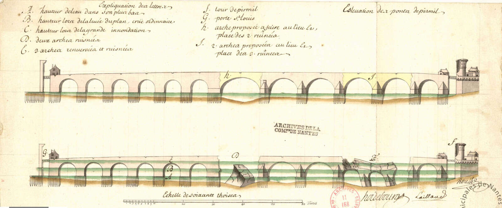 Plan d'élévation du pont de Pirmil